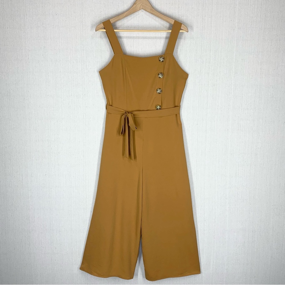 Everly~Women’s Sleeveless Jumpsuit~Cropped‎ Wide Leg~Golden Yellow~Sz S